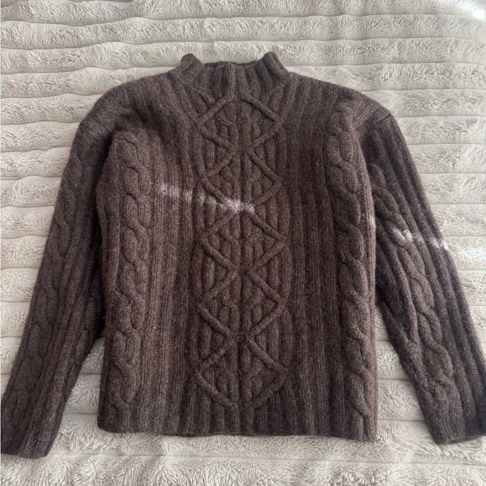 Brown Cable Knit lambswool Sweater